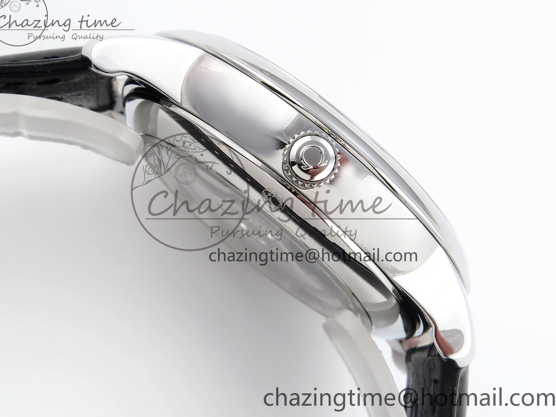 0325 ZipUp De Ville Date SS MKF 1:1 Best Edition White Dial Roman Marker on Black Leather Strap A 7741